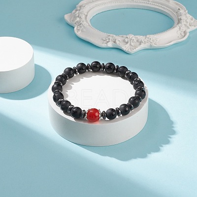 Om Mani Padme Hum Mala Bead Bracelet BJEW-JB08646-1