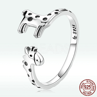 Giraffe 925 Sterling Silver Adjustable Cuff Rings for Women FS-WG500B7-01-1