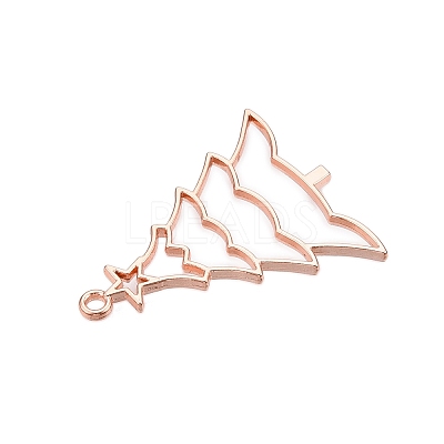 Rack Plating Alloy Open Back Bezel Pendants X-PALLOY-Q351-10RG-FF-1