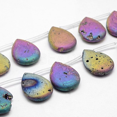 Electroplated Natural Quartz Crystal Beads Strands G-G891-01-1