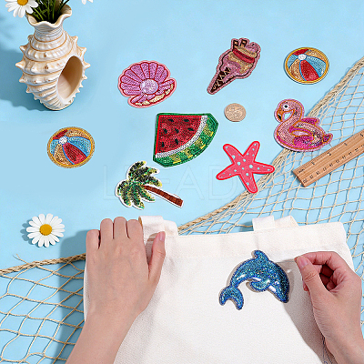8Pcs 8 Styles Polyester Computerized Embroidery Patches PATC-PH0001-99-1