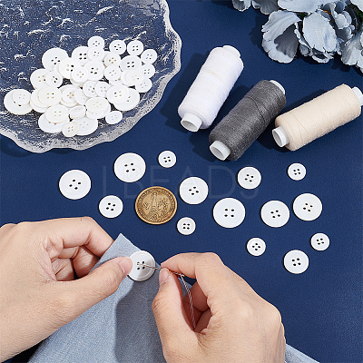 44Pcs 4 Style Natural Freshwater Shell Buttons BUTT-NB0001-68-1