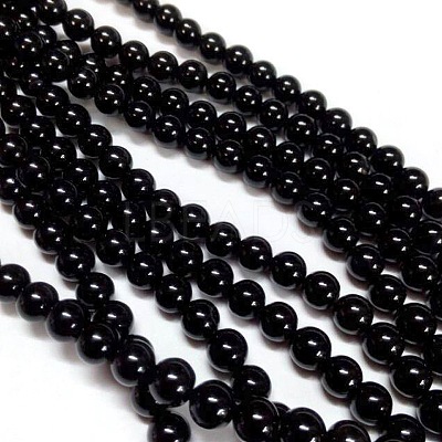 Natural Black Onyx Beads Strands G-H1567-8MM-1