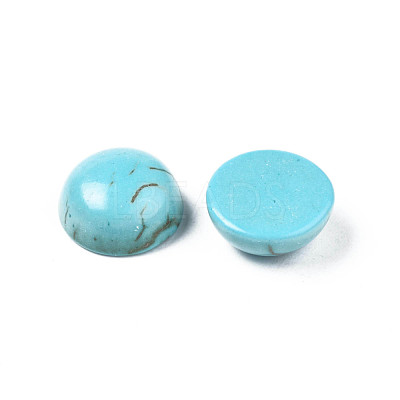 Craft Findings Dyed Synthetic Turquoise Gemstone Flat Back Dome Cabochons TURQ-S266-8mm-01-1