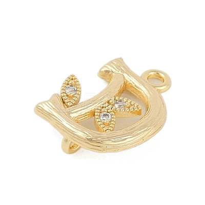 Brass Crystal Rhinestone Letter Links Connector Charms KK-S395-06G-D-1