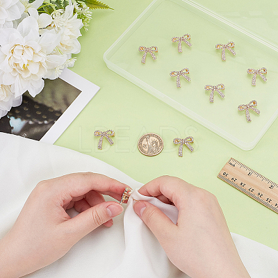 10Pcs Bowknot Shape Alloy Rhinestone Brooches for Backpack Clothes JEWB-PH0001-40-1