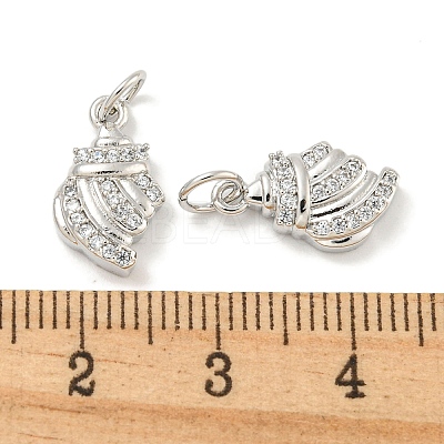 Rack Plating Brass Micro Pave Clear Cubic Zirconia Pendants KK-B093-18P-1