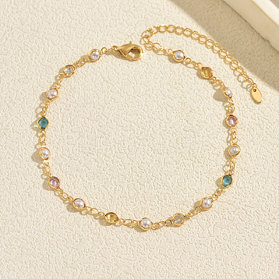 Beach Brass Plastic Flat Round Link Chain Anklets for Summer Casual and Vacation Wear MT7934-1