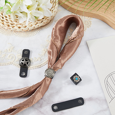4Pcs 4 Styles PU Leather with Alloy Scarf Clips FIND-CL0002-25-1