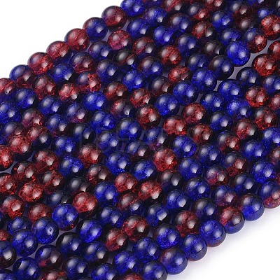 Spray Painted Crackle Glass Beads Strands X-CCG-Q002-8mm-12-1