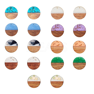 Opaque Resin & Transparent Resin & Walnut Wood Pendants RESI-SZ0001-12-1