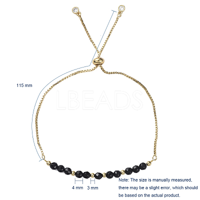 Adjustable Natural Dyed & Heated Black Agate Slider Bracelets BJEW-JB04929-01-1