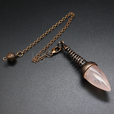 Natural Rose Quartz Dowsing Pendulum Big Pendants PW-WGFD073-06-1