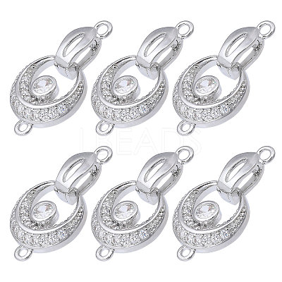 6Pcs Brass Fold Over Clasp with Crystal Rhinestone KK-CA0002-69B-1