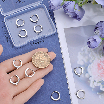 12Pcs Brass Micro Pave Clear Cubic Zirconia Huggie Hoop Earring Findings EJEW-BBC0001-25P-1