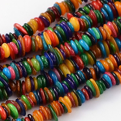 Colorful Natural Shell Chips Beads Strands Fit Necklace Making X-S23YD011-1