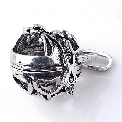 Rack Plating Brass Cage Hollow Kitten Pendants KK-S751-003AS-1