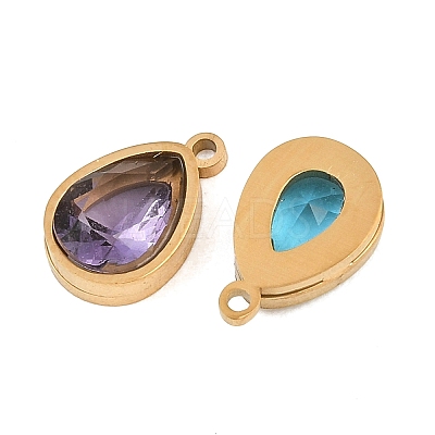 Plated 304 Stainless Steel & Glass Pendants GL-CBA5A59-01G-1