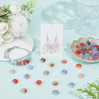 70Pcs 7 Colors Triple Color Resin European Beads RESI-PA0001-56-1