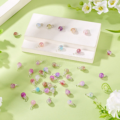 80Pcs 8 Colors Baking Paint Crackle Glass Pendants PALLOY-TAC0186-1