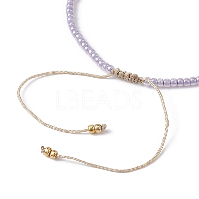 Heart Natural Shell & Glass Seed Braided Bead Bracelets BJEW-JB09922-02-1