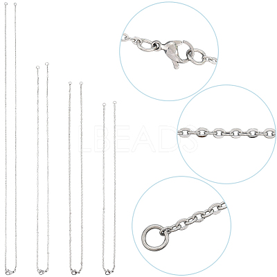12Pcs 4 Styles 304 Stainless Steel Cable Chain Necklace Making STAS-SC0010-23P-1