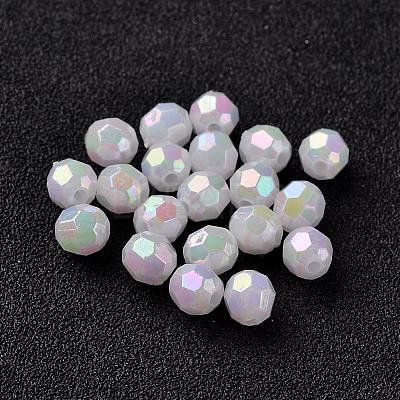 AB Color Plated Eco-Friendly Poly Styrene Acrylic Round Beads TACR-L004-8mm-78-1