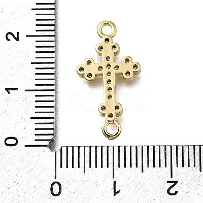 Brass Clear Cubic Zirconia Cross Connector Charms ZIRC-I070-037G-1