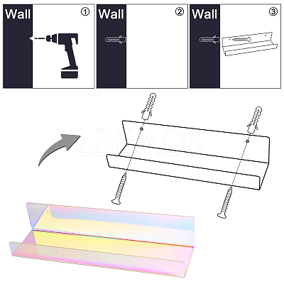 2 Sets Invisible Acrylic Floating Wall Ledge Shelf DJEW-AR0001-03-1