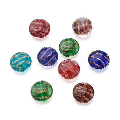 60Pcs 6 Colors Handmade Gold Sand Lampwork Beads LAMP-BT0001-01-1
