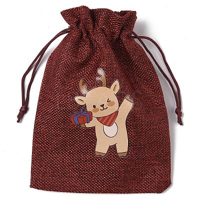 Christmas Theme Jute Cloth Storage Bags ABAG-F010-01B-01-1