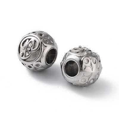 304 Stainless Steel Rhinestone European Beads STAS-A092-10P-P-1