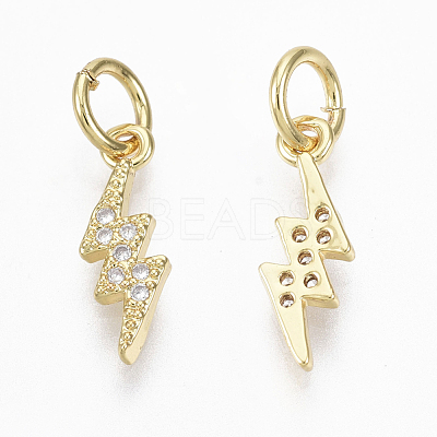 Brass Micro Pave Cubic Zirconia Charms ZIRC-R109-017G-NF-1