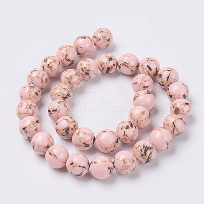 Sea Shell and Synthetic Turquoise Assembled Beads Strands G-G758-09-10mm-1
