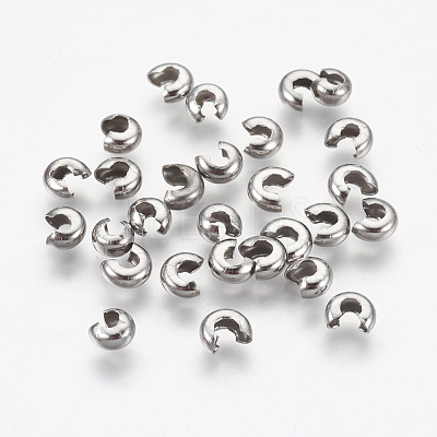 Tarnish Resistant 304 Stainless Steel Crimp Beads Covers X-STAS-L215-10P-1