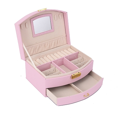 2-Tier Imitatoin Leather Jewelry Organizer Storage Drawer Boxes PW-WG72729-04-1
