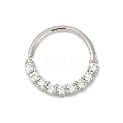 316L Surgical Stainless Steel Micro Pave Clear Cubic Zirconia Hoop Nose Rings WGE451E-05-1