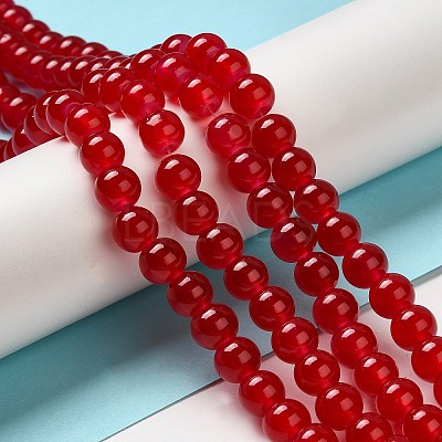 Baking Paint Imitation Jade Glass Round Bead Strands X1-DGLA-Q021-8mm-05-1