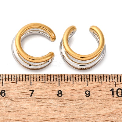 Two-layer C-Shaped 304 Stainless Steel Two Tone Cuff Earrings EJEW-A131-04B-GP-1