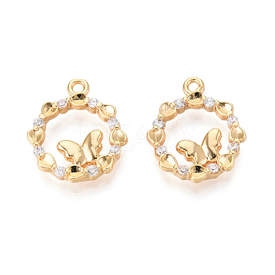 Brass Micro Pave Cubic Zirconia Pendants KK-N263-78C-G-1