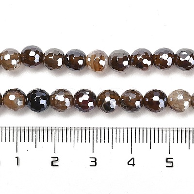 Electroplated Natural Agate Round Beads Strands G-L598-A01-01B-1