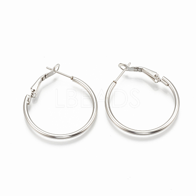 Tarnish Resistant 304 Stainless Steel Hoop Earrings STAS-S078-07-40mm-1