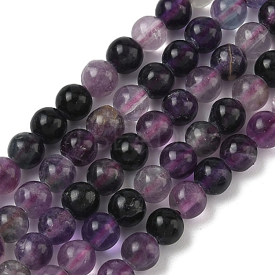 Natural Purple Fluorite Beads Strands G-P530-B08-01-1