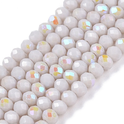 Electroplate Opaque Solid Color Glass Beads Strands EGLA-A044-P2mm-L19-1