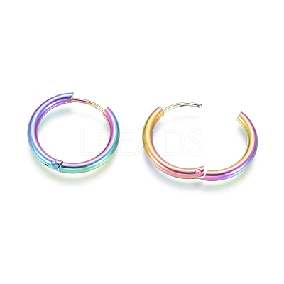Ion Plating(IP) 304 Stainless Steel Huggie Hoop Earrings EJEW-F111B-21mm-Y-1