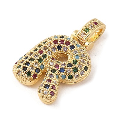 Brass Micro Pave Cubic Zirconia Pendants ZIRC-P121-01G-R-1