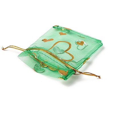Heart Printed Organza Bags OP-R022-7x9-13-1