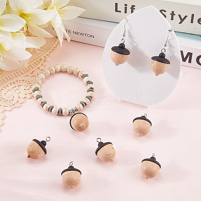 8Pcs Wood Pendants WOOD-SC0002-15-1