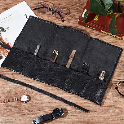 Leather Watch Roll Travel Cases CON-WH0089-69-1