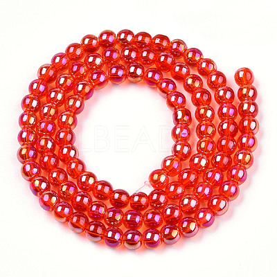 Electroplate Transparent Glass Beads Strands GLAA-T032-T4mm-AB09-1